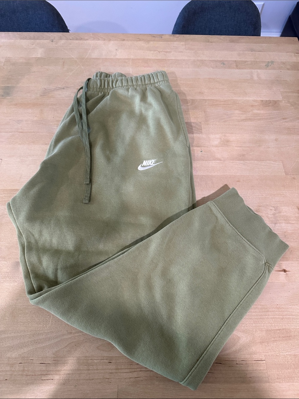 Nike Olive Fleece Drawstring Joggers with White Logo